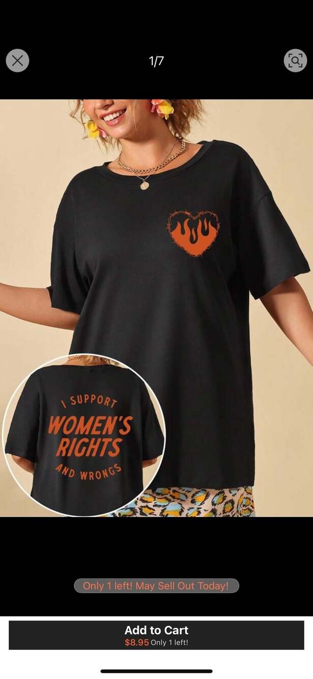 I Support Women’s Rights and Wrongs Graphic Tee in Dark Gray